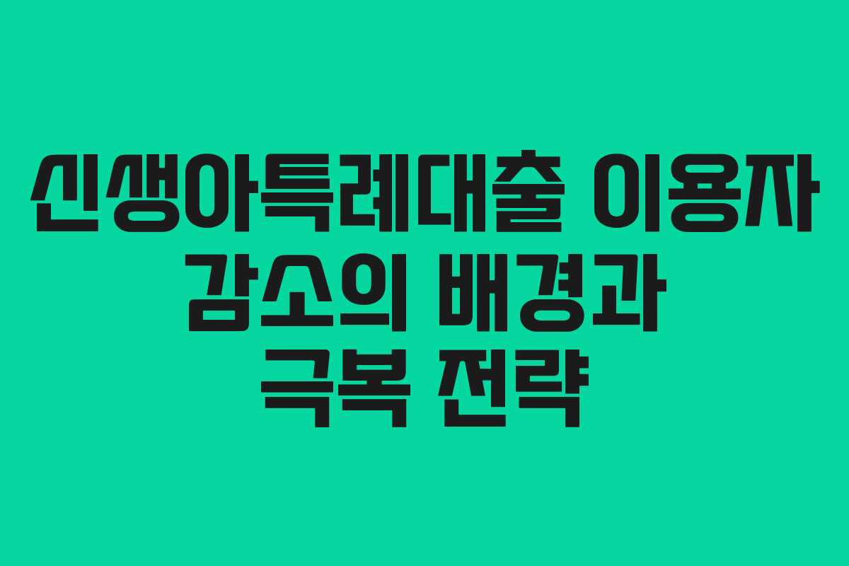 신생아특례대출 이용자 감소의 배경과 극복 전략