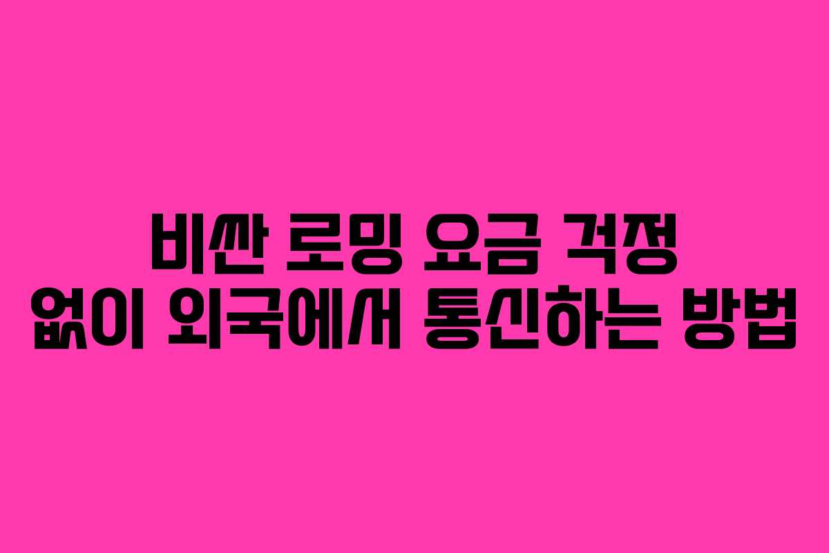 비싼 로밍 요금 걱정 없이 외국에서 통신하는 방법