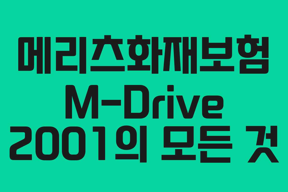 메리츠화재보험 M-Drive 2001의 모든 것