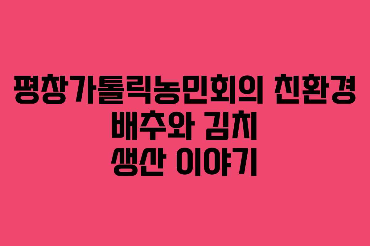 평창가톨릭농민회의 친환경 배추와 김치 생산 이야기