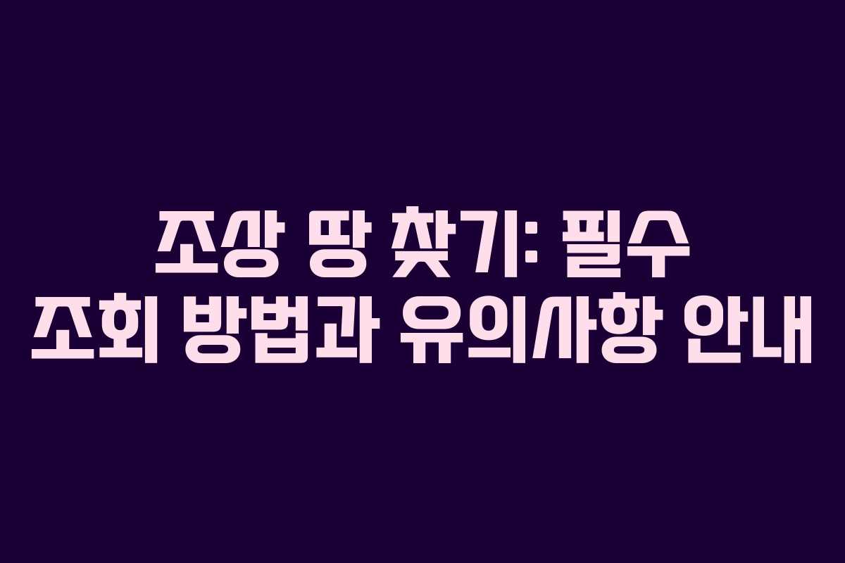 조상 땅 찾기: 필수 조회 방법과 유의사항 안내