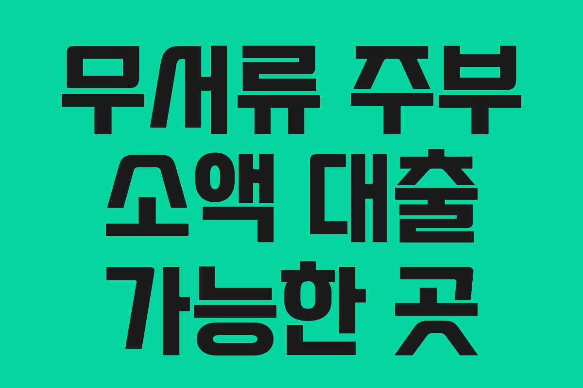 무서류 주부 소액 대출 가능한 곳