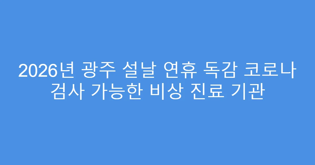 2026년 광주 설날 연휴 독감 코로나 검사 가능한 비상 진료 기관