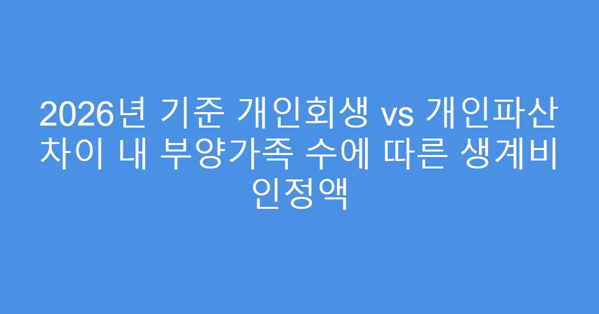 2026년 기준 개인회생 vs 개인파산 차이 내 부양가족 수에 따른 생계비 인정액