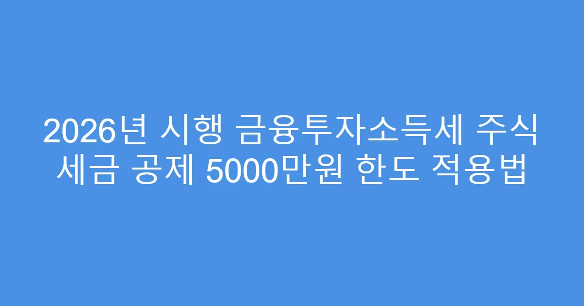 2026년 시행 금융투자소득세 주식 세금 공제 5000만원 한도 적용법