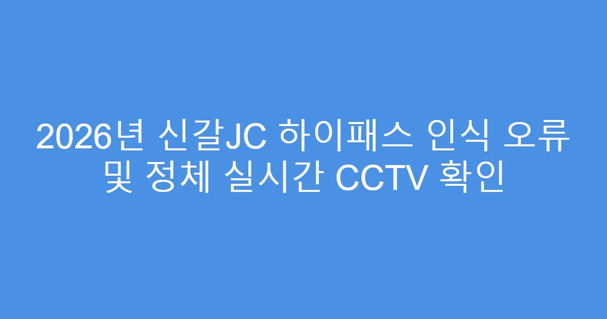2026년 신갈JC 하이패스 인식 오류 및 정체 실시간 CCTV 확인