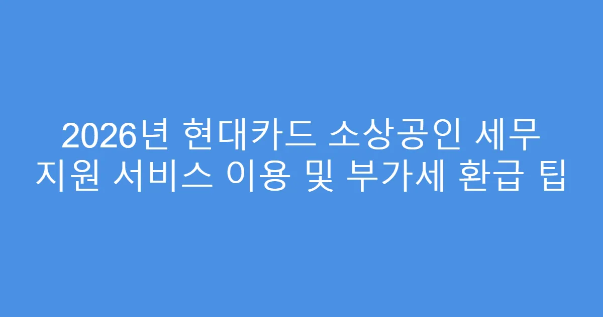 2026년 현대카드 소상공인 세무 지원 서비스 이용 및 부가세 환급 팁