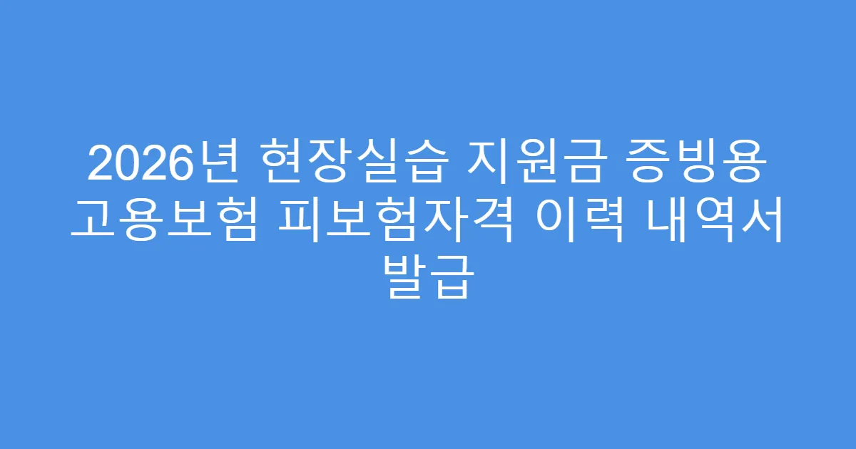 2026년 현장실습 지원금 증빙용 고용보험 피보험자격 이력 내역서 발급