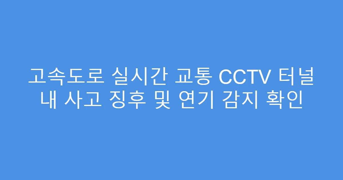 고속도로 실시간 교통 CCTV 터널 내 사고 징후 및 연기 감지 확인