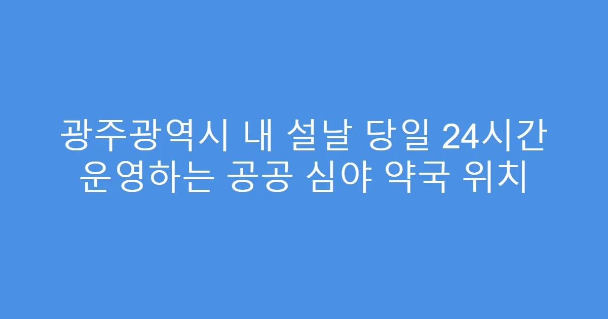 광주광역시 내 설날 당일 24시간 운영하는 공공 심야 약국 위치