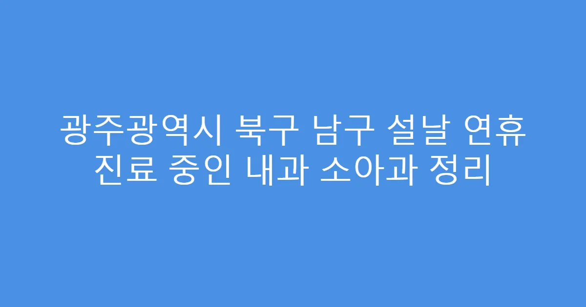 광주광역시 북구 남구 설날 연휴 진료 중인 내과 소아과 정리