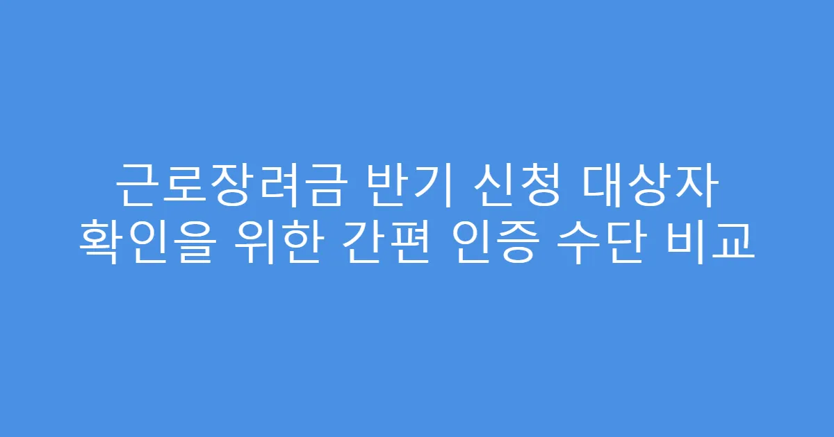 근로장려금 반기 신청 대상자 확인을 위한 간편 인증 수단 비교