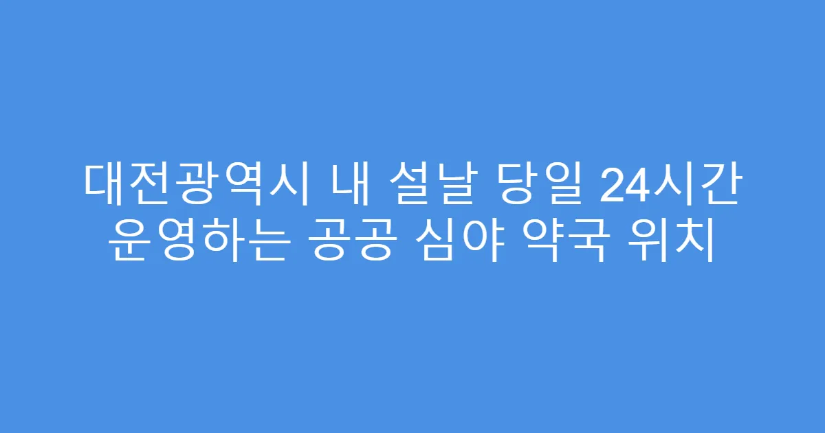 대전광역시 내 설날 당일 24시간 운영하는 공공 심야 약국 위치