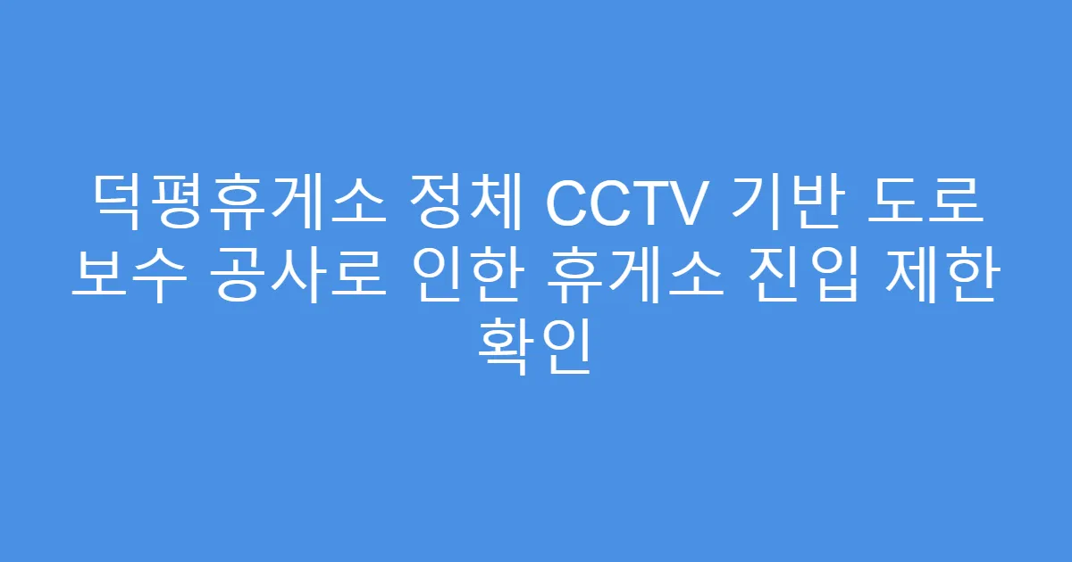 덕평휴게소 정체 CCTV 기반 도로 보수 공사로 인한 휴게소 진입 제한 확인