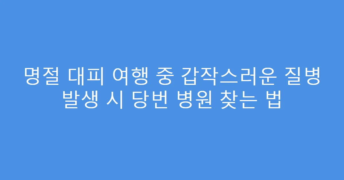 명절 대피 여행 중 갑작스러운 질병 발생 시 당번 병원 찾는 법