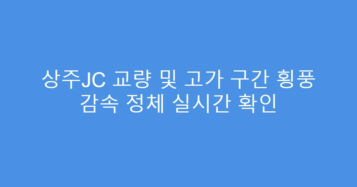 상주JC 교량 및 고가 구간 횡풍 감속 정체 실시간 확인
