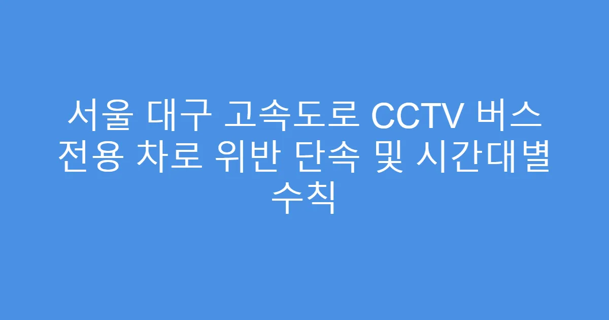 서울 대구 고속도로 CCTV 버스 전용 차로 위반 단속 및 시간대별 수칙