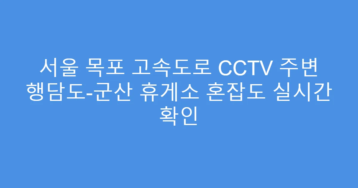 서울 목포 고속도로 CCTV 주변 행담도-군산 휴게소 혼잡도 실시간 확인