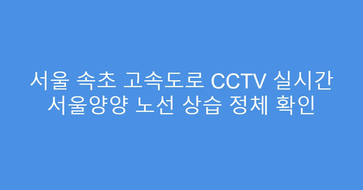서울 속초 고속도로 CCTV 실시간 서울양양 노선 상습 정체 확인