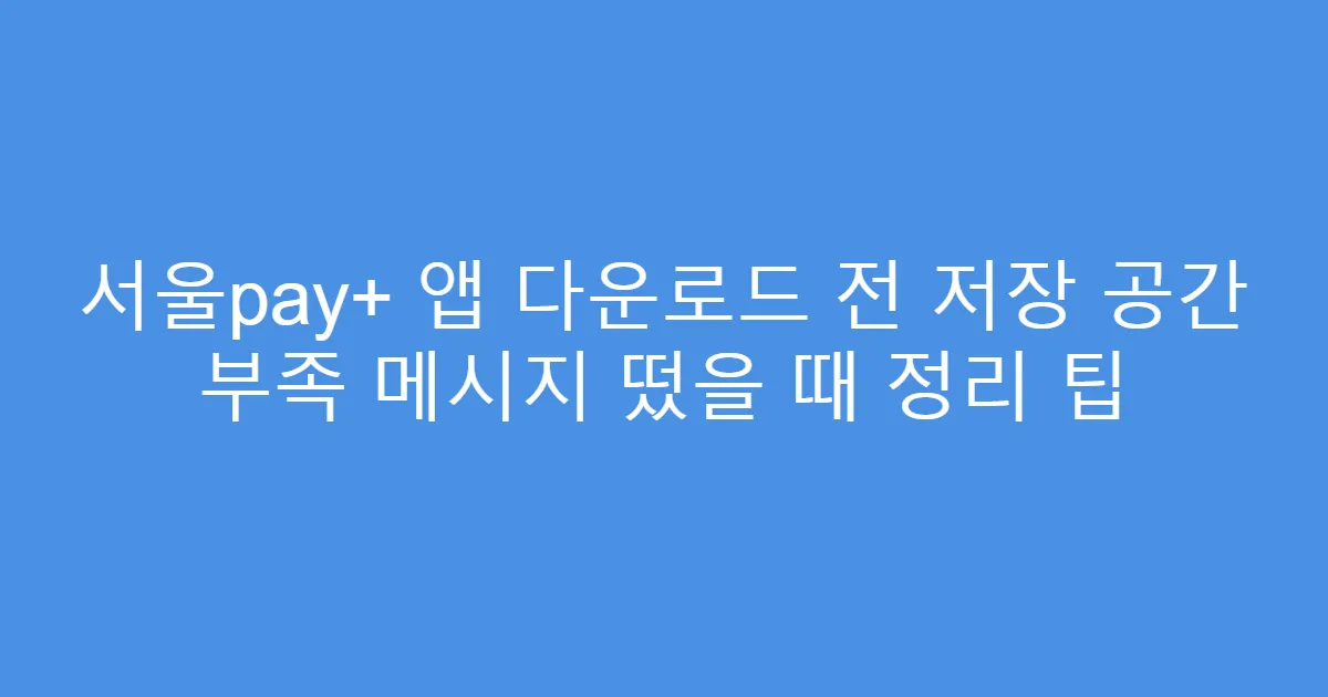 서울pay+ 앱 다운로드 전 저장 공간 부족 메시지 떴을 때 정리 팁