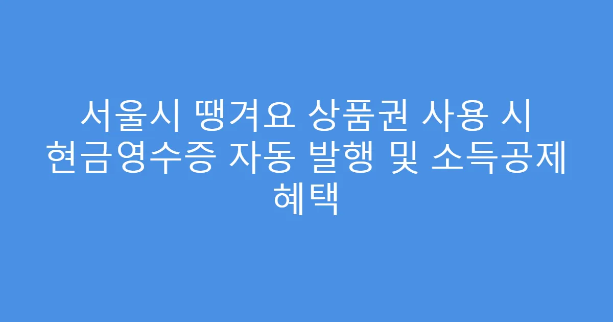 서울시 땡겨요 상품권 사용 시 현금영수증 자동 발행 및 소득공제 혜택