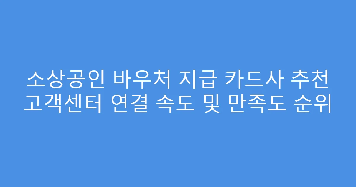 소상공인 바우처 지급 카드사 추천 고객센터 연결 속도 및 만족도 순위