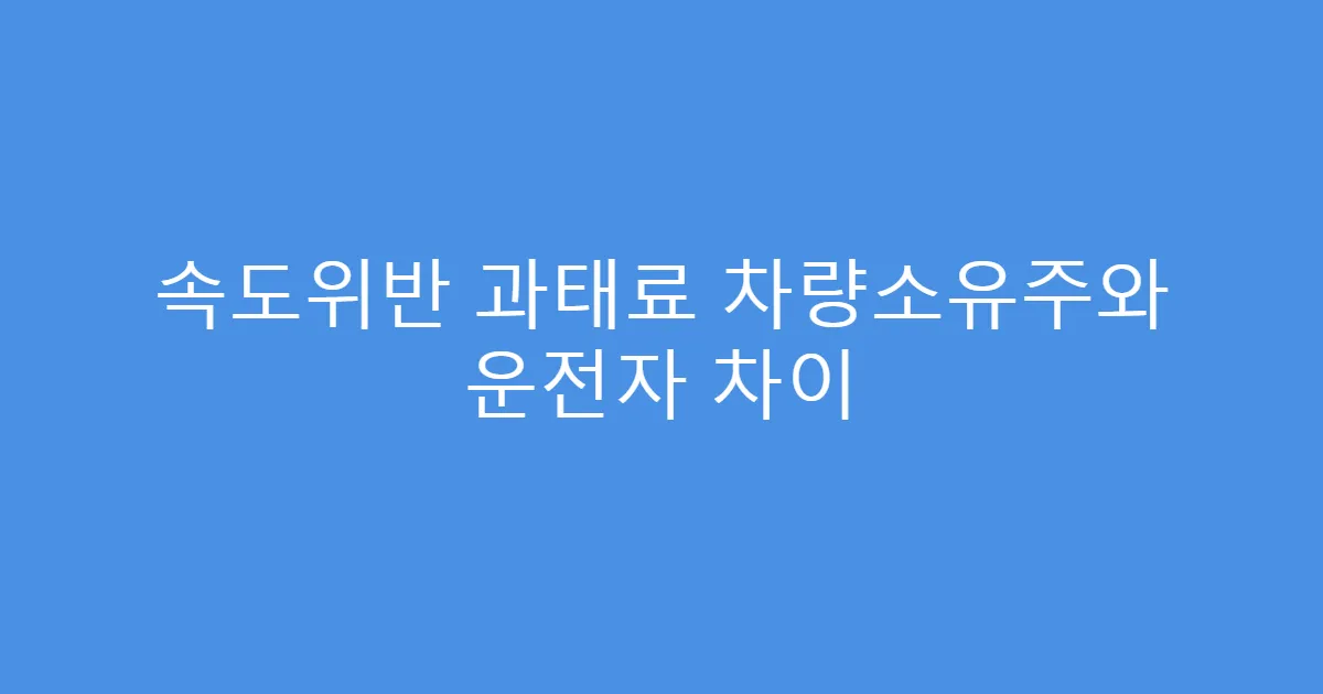속도위반 과태료 차량소유주와 운전자 차이