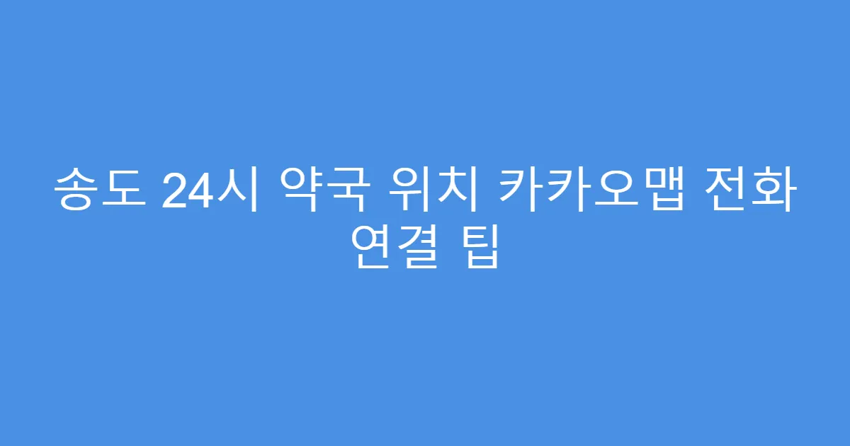 송도 24시 약국 위치 카카오맵 전화 연결 팁