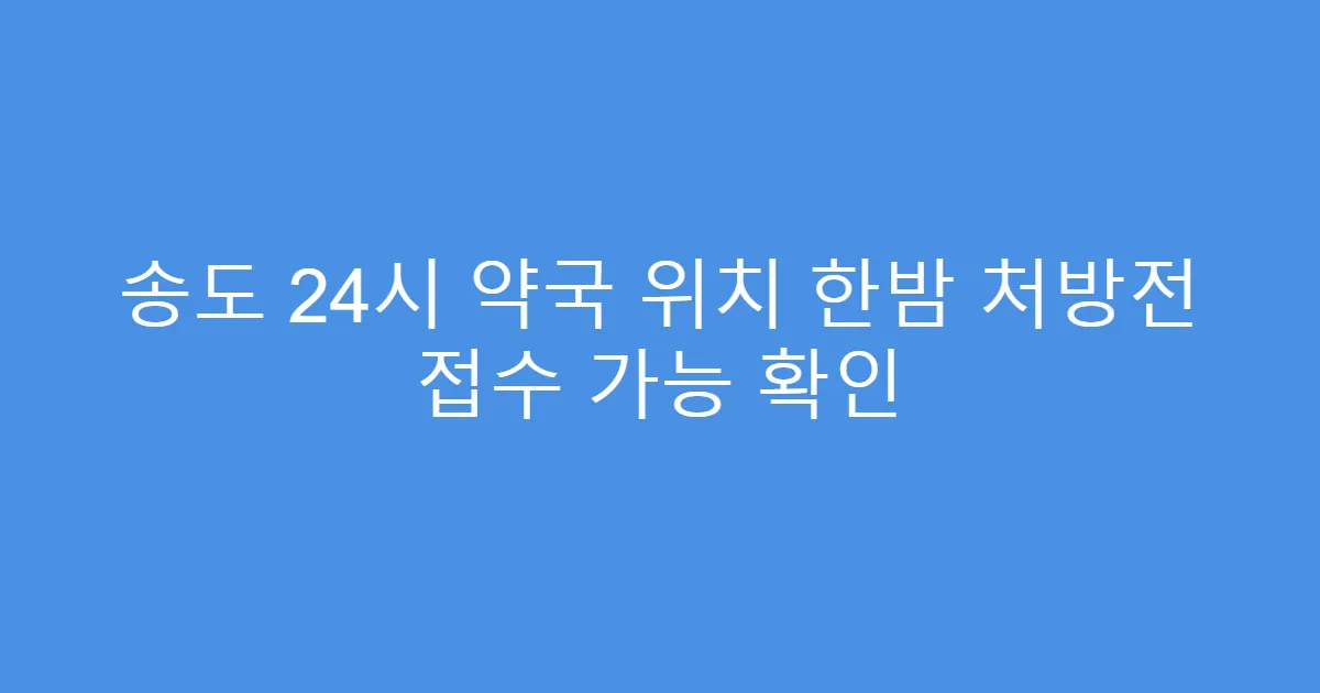 송도 24시 약국 위치 한밤 처방전 접수 가능 확인