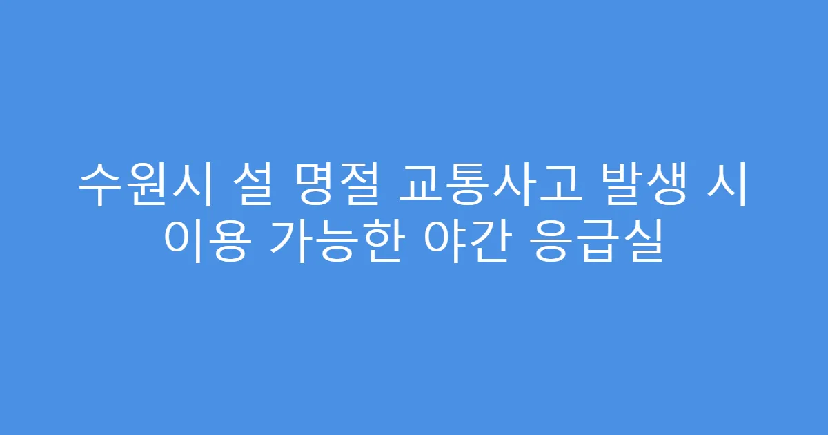 수원시 설 명절 교통사고 발생 시 이용 가능한 야간 응급실