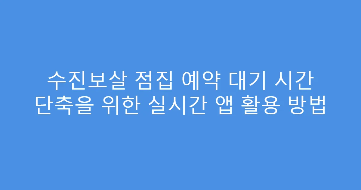 수진보살 점집 예약 대기 시간 단축을 위한 실시간 앱 활용 방법