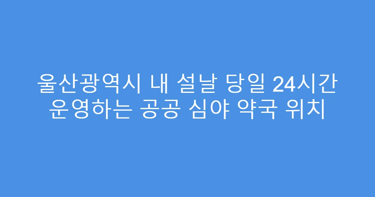 울산광역시 내 설날 당일 24시간 운영하는 공공 심야 약국 위치