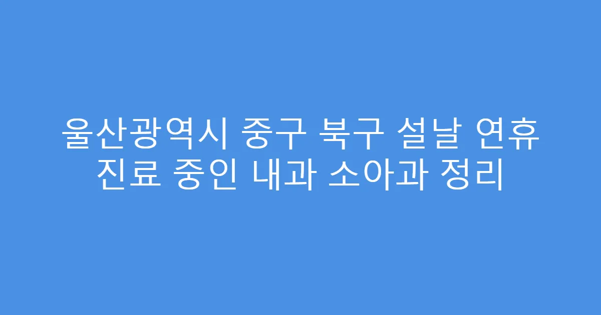 울산광역시 중구 북구 설날 연휴 진료 중인 내과 소아과 정리