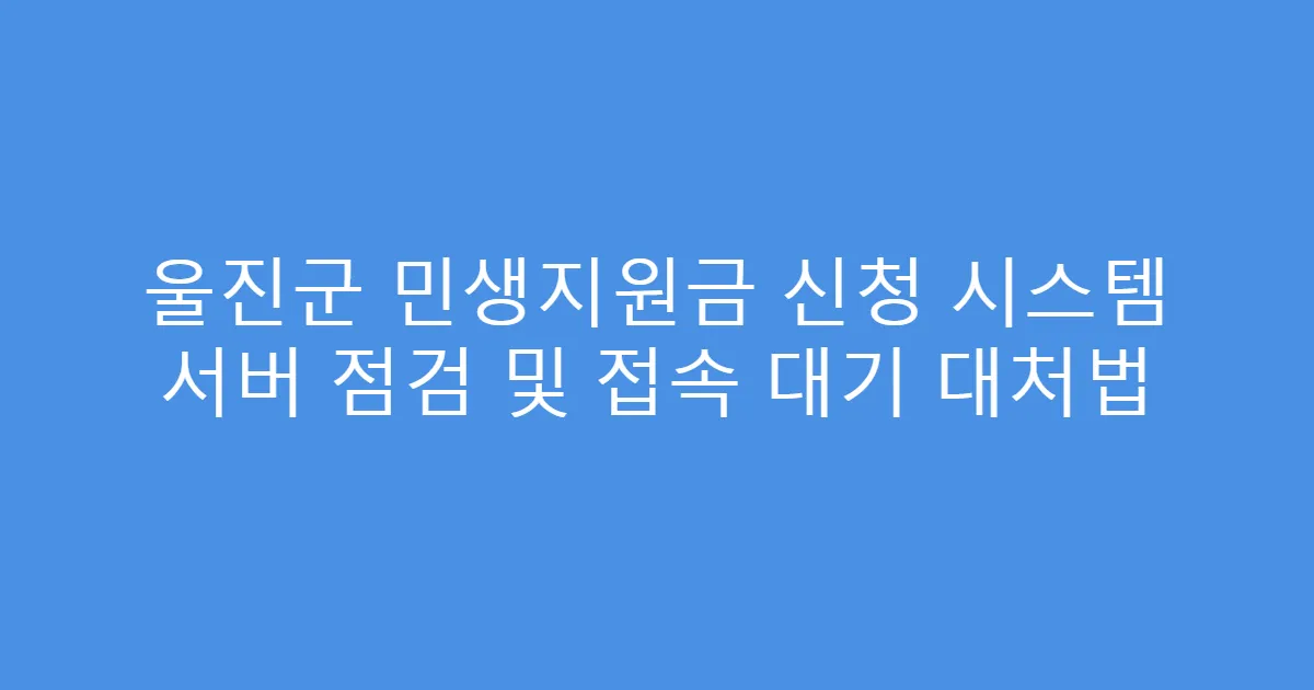 울진군 민생지원금 신청 시스템 서버 점검 및 접속 대기 대처법