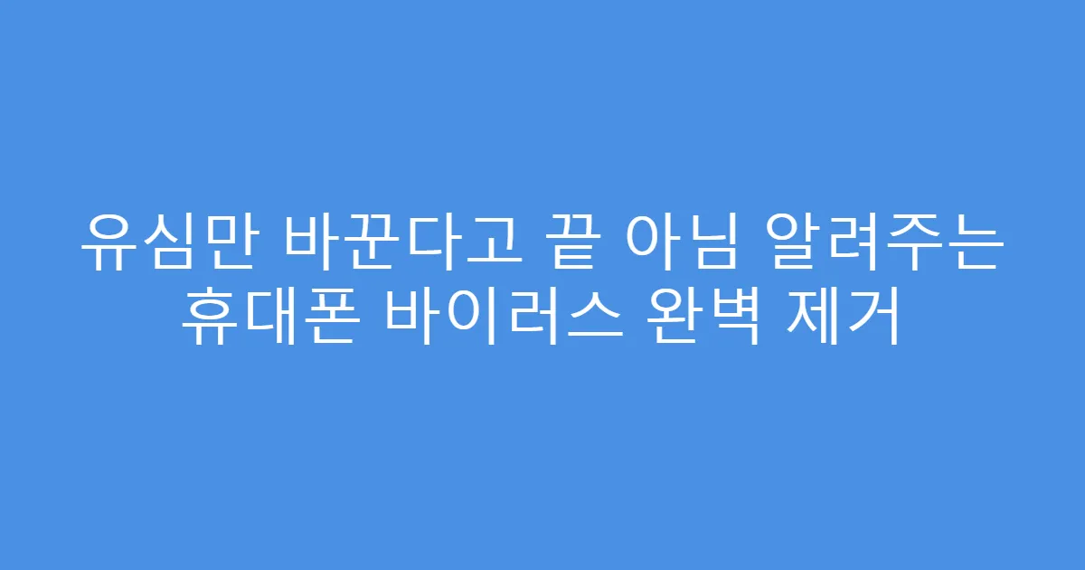 유심만 바꾼다고 끝 아님 알려주는 휴대폰 바이러스 완벽 제거