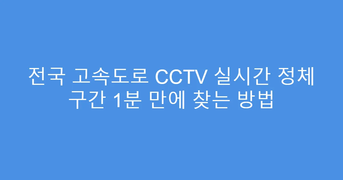 전국 고속도로 CCTV 실시간 정체 구간 1분 만에 찾는 방법
