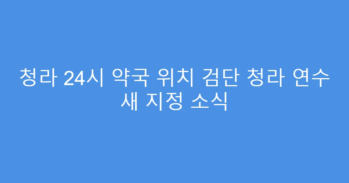 청라 24시 약국 위치 검단 청라 연수 새 지정 소식