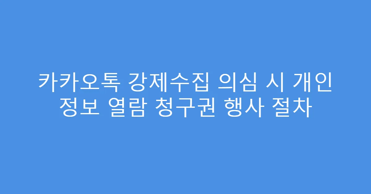 카카오톡 강제수집 의심 시 개인 정보 열람 청구권 행사 절차
