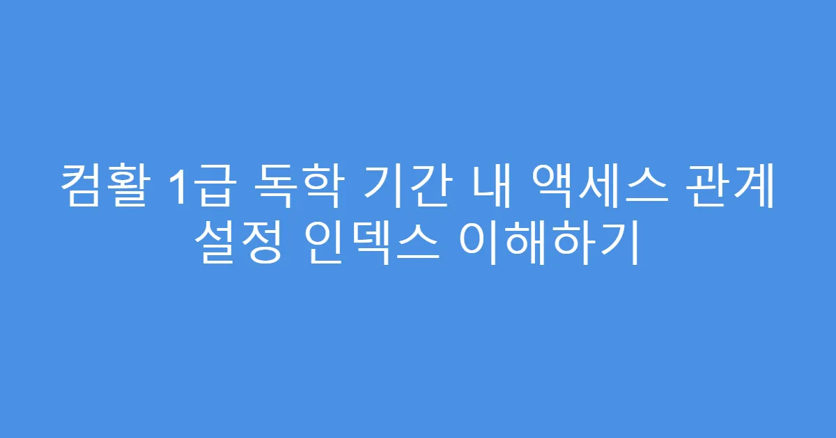 컴활 1급 독학 기간 내 액세스 관계 설정 인덱스 이해하기