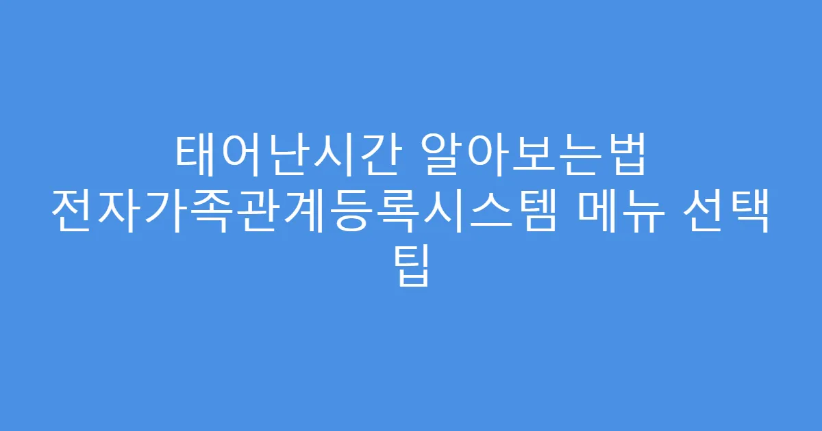 태어난시간 알아보는법 전자가족관계등록시스템 메뉴 선택 팁