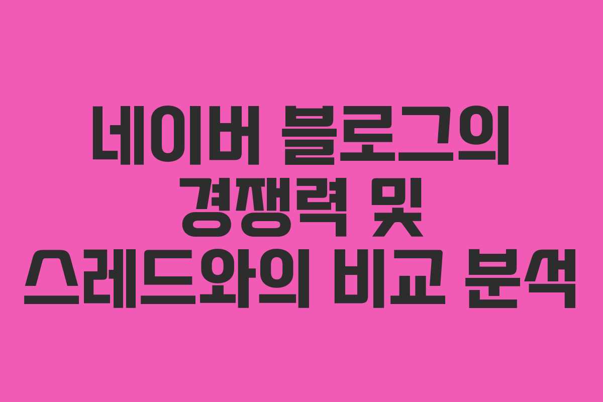 네이버 블로그의 경쟁력 및 스레드와의 비교 분석