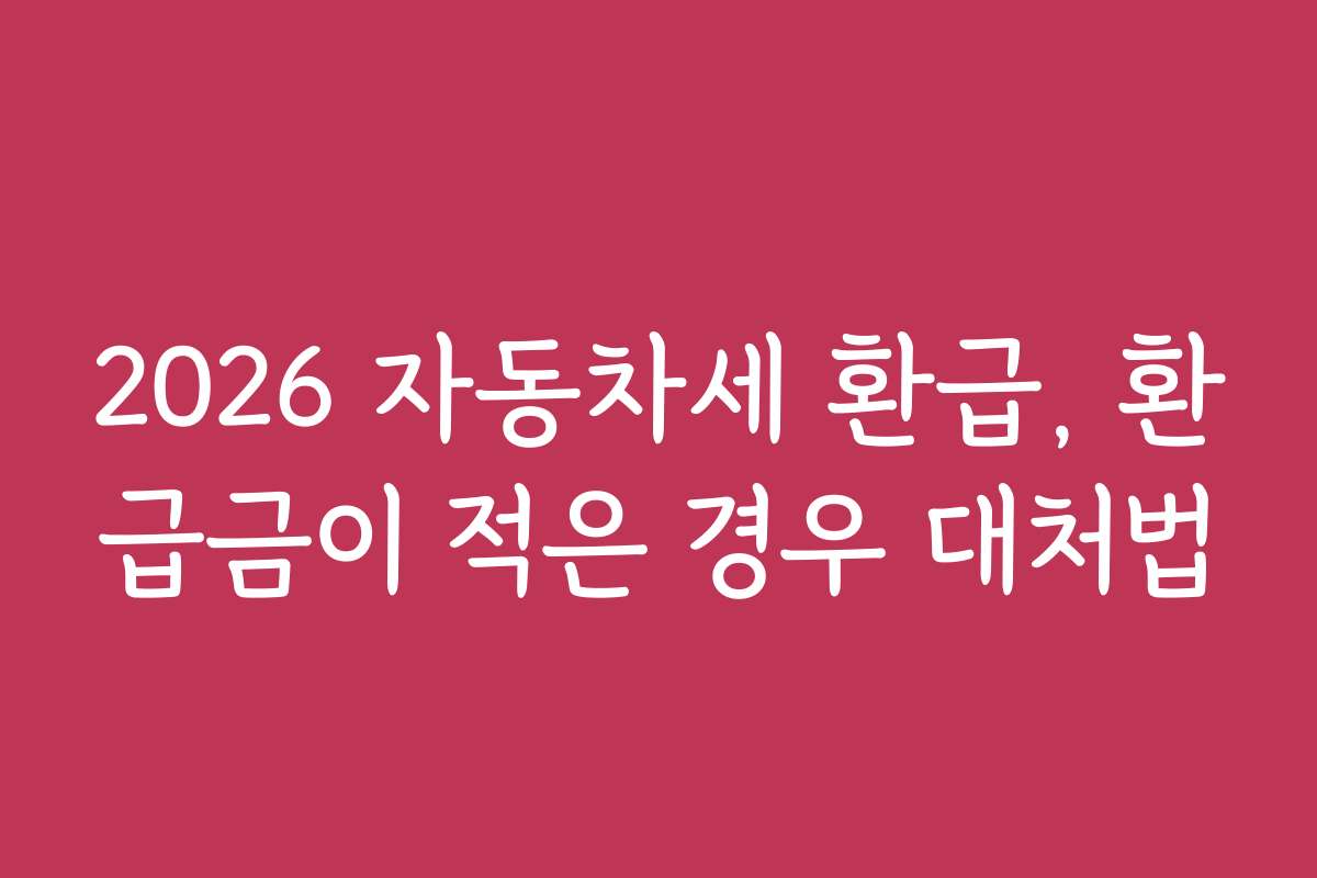 2026 자동차세 환급, 환급금이 적은 경우 대처법
