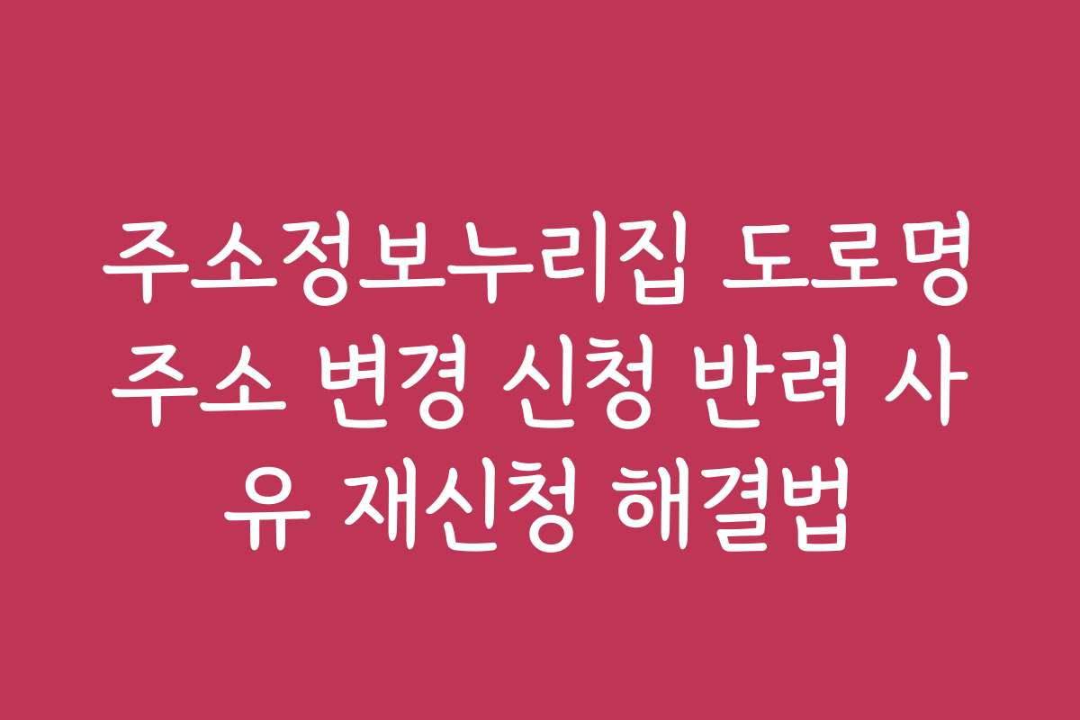 주소정보누리집 도로명주소 변경 신청 반려 사유 재신청 해결법