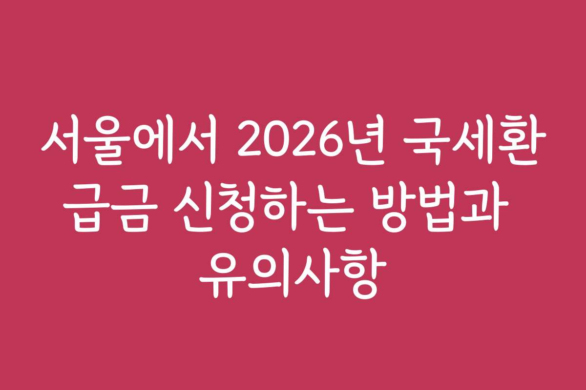 서울에서 2026년 국세환급금 신청하는 방법과 유의사항