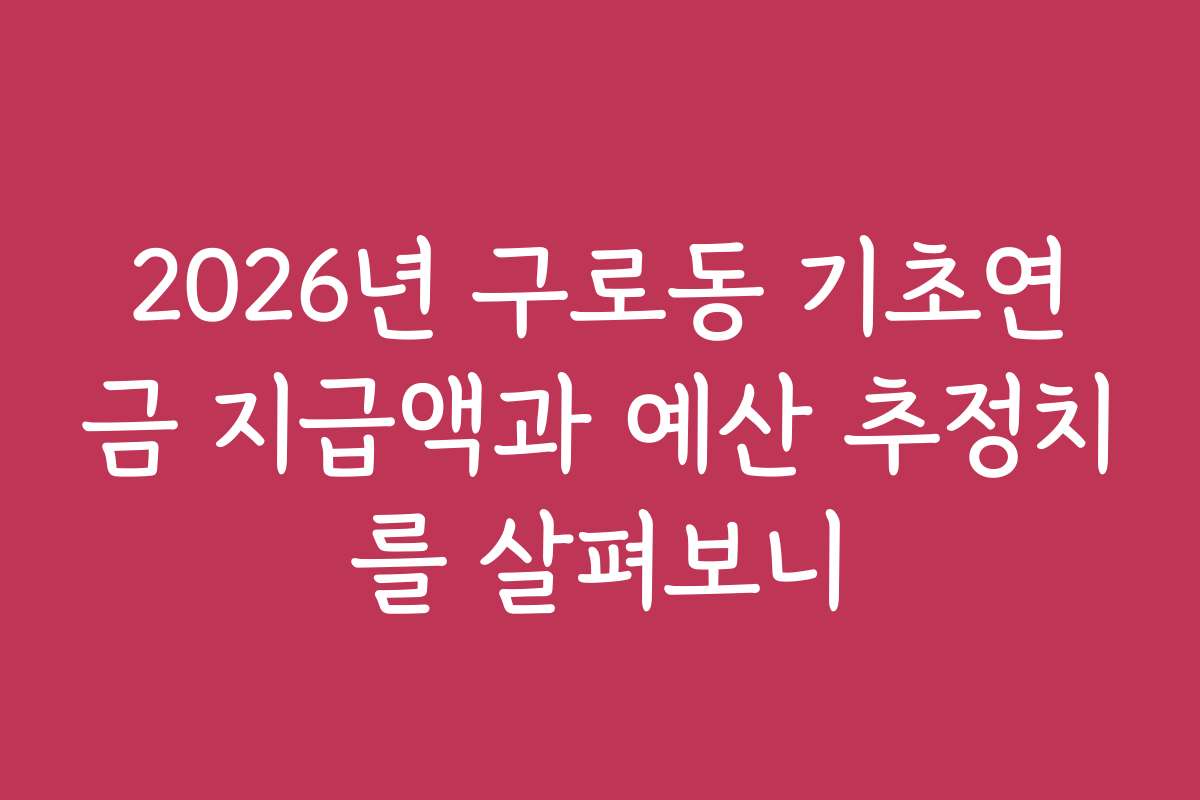 2026년 구로동 기초연금 지급액과 예산 추정치를 살펴보니