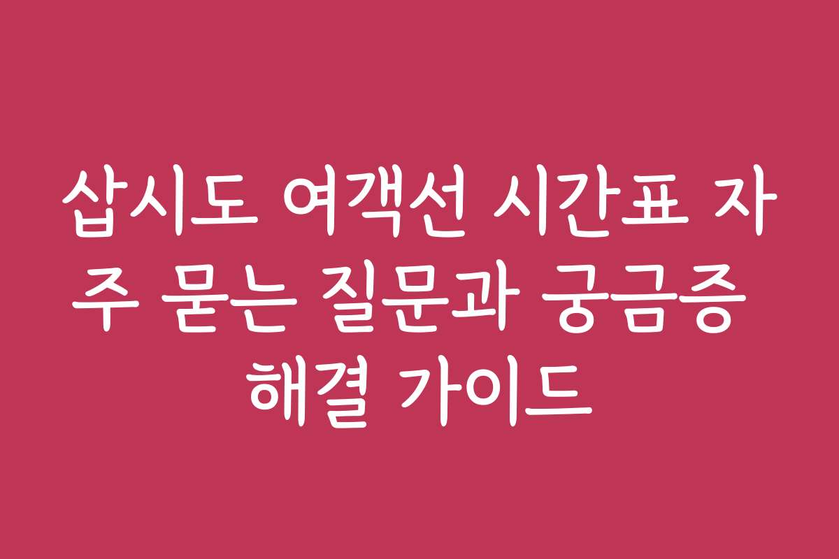 삽시도 여객선 시간표 자주 묻는 질문과 궁금증 해결 가이드