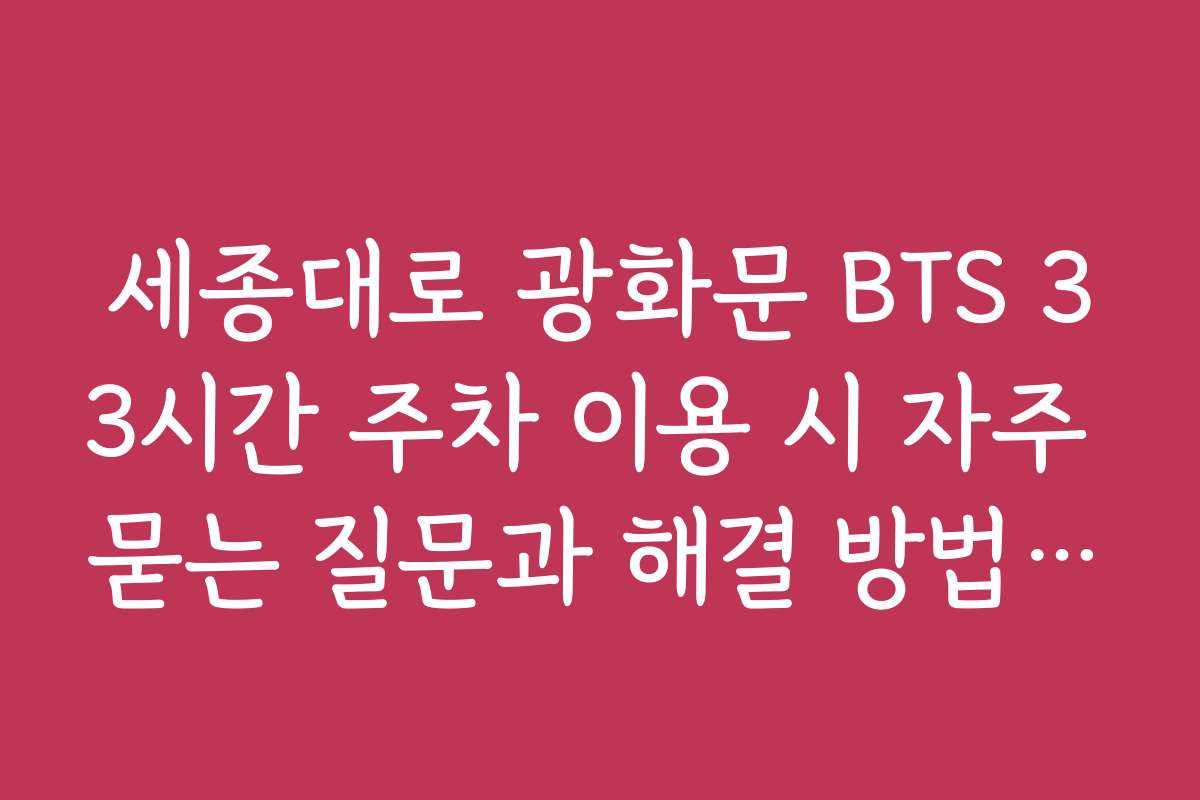 세종대로 광화문 BTS 33시간 주차 이용 시 자주 묻는 질문과 해결 방법 정리