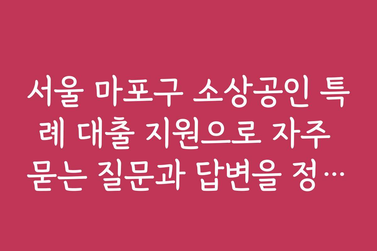 서울 마포구 소상공인 특례 대출 지원으로 자주 묻는 질문과 답변을 정리해봤어요