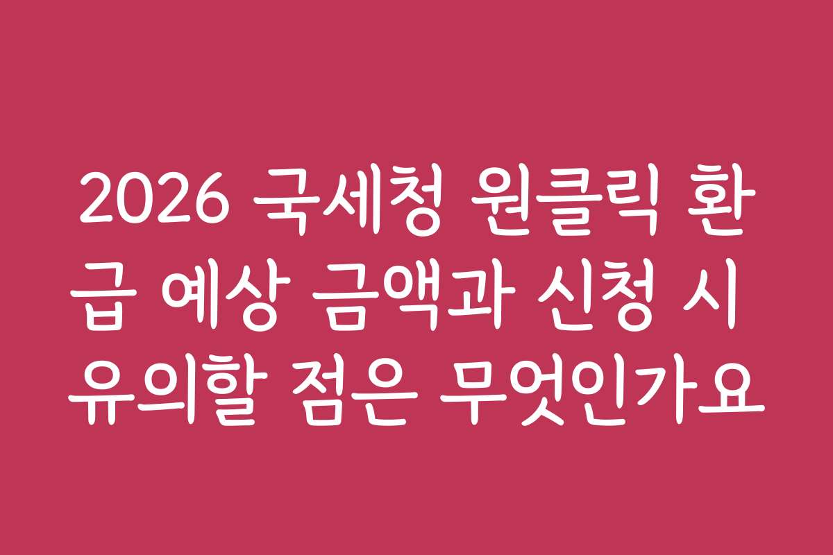 2026 국세청 원클릭 환급 예상 금액과 신청 시 유의할 점은 무엇인가요