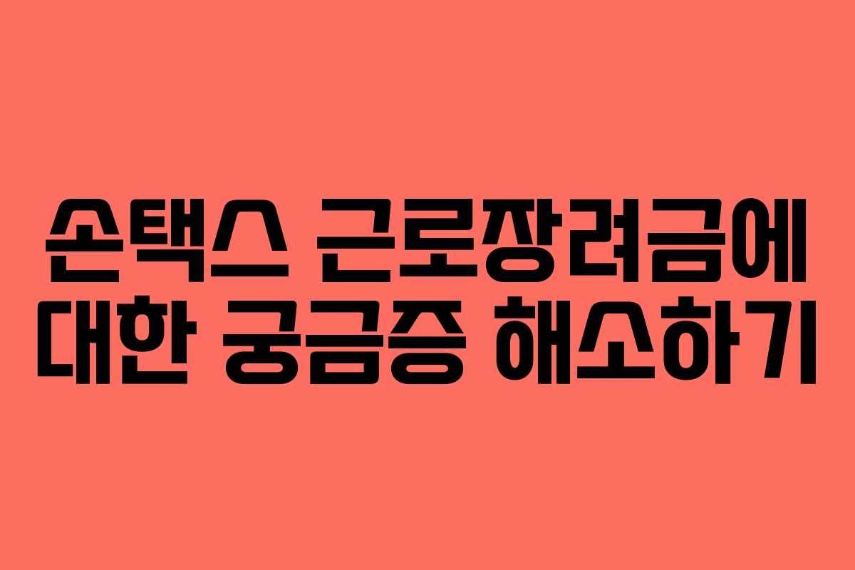 손택스 근로장려금에 대한 궁금증 해소하기